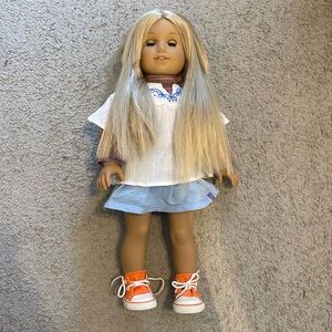 American Girl Julie doll with many accessories and smaller doll
